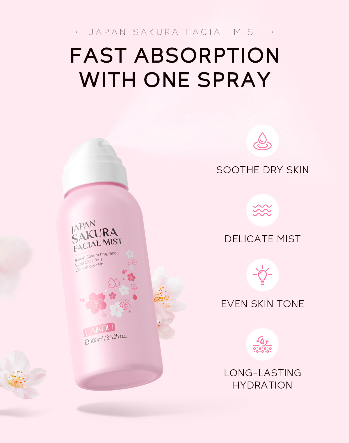 Laikou sakura spray iluminador - Skincare Niacinamide avaliação e preço