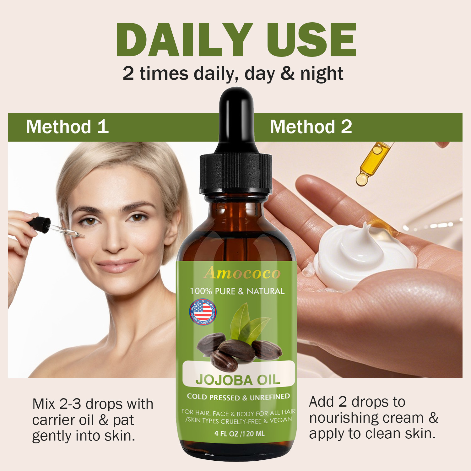 Amococo 2pcs Óleo de Jojoba e  - Face Oil Rosehip avaliação e preço